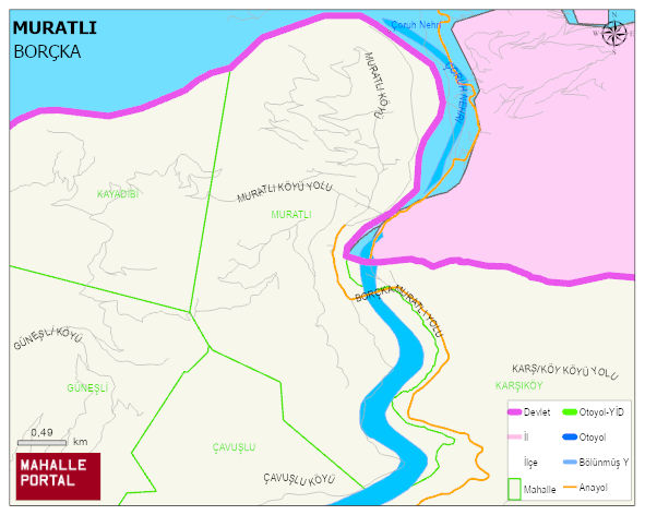 MURATLI Köyü Haritası | Yükselti ve Doğa Özellikleri