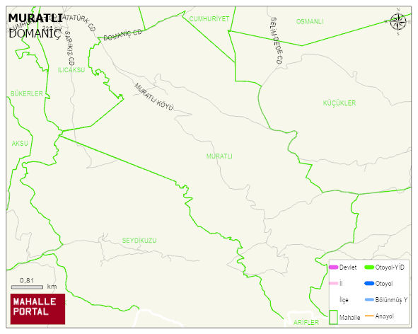 MURATLI Köyü Haritası | Mahalle ve Köy Sınırı