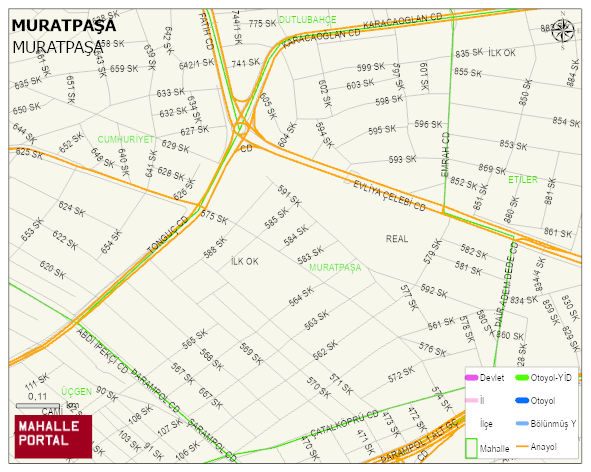 MURATPAŞA Mahallesi Haritası | Mahalle ve Köy Sınırı