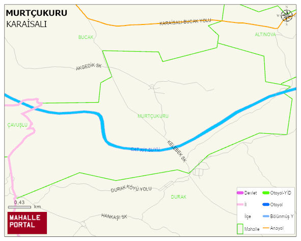 MURTÇUKURU Mahallesi Haritası | Dağlar, Ovalar ve Akarsu Bilgileri