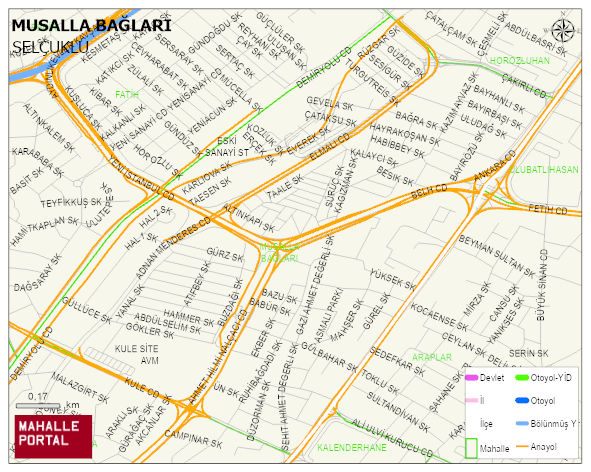 MUSALLA BAĞLARI Mahallesi Haritası | Yükselti ve Doğa Özellikleri
