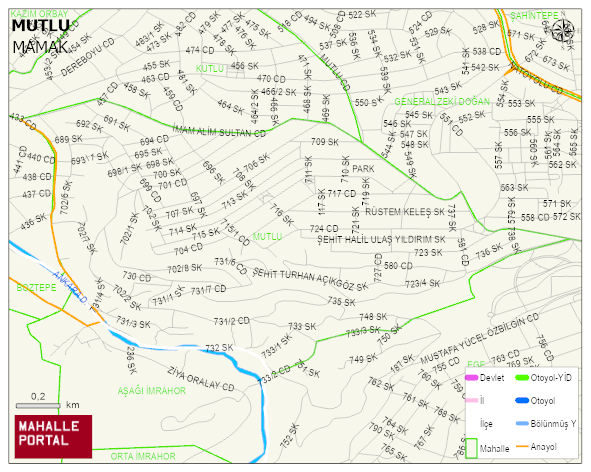 MUTLU Mahallesi Haritası | Mahalle ve Köy Sınırı