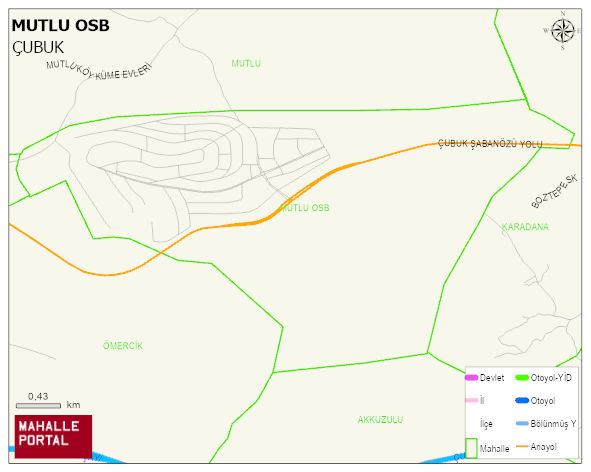 MUTLU OSB Mahallesi Haritası | Yükselti ve Doğa Özellikleri