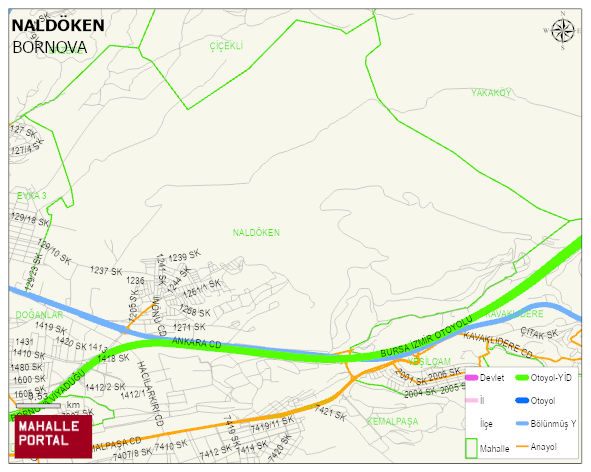 NALDÖKEN Mahallesi Haritası | Yükselti ve Doğa Özellikleri