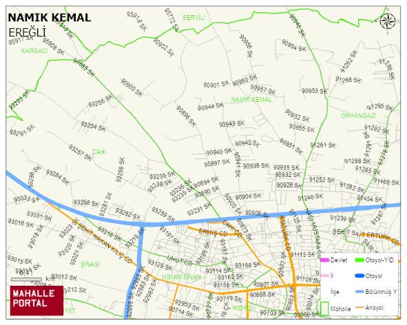 NAMIK KEMAL Mahallesi Haritası | Coğrafi Yapı ve Detaylı Haritası