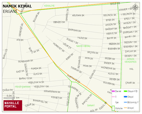 NAMIK KEMAL Mahallesi Haritası | Dağlar, Ovalar ve Akarsu Bilgileri