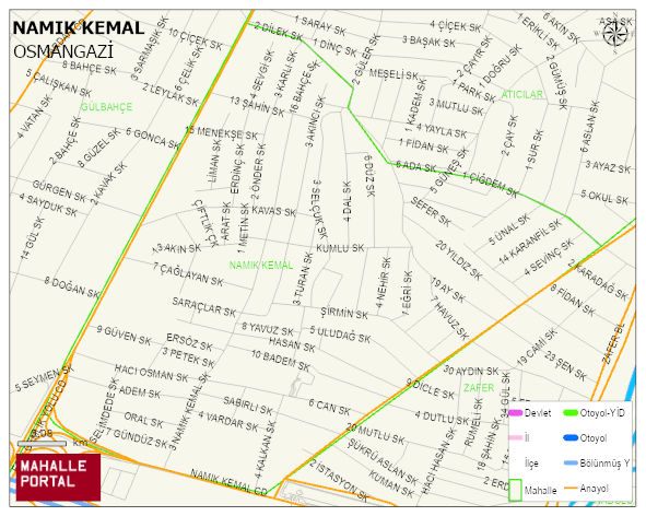 NAMIK KEMAL Mahallesi Haritası | Yükselti ve Doğa Özellikleri