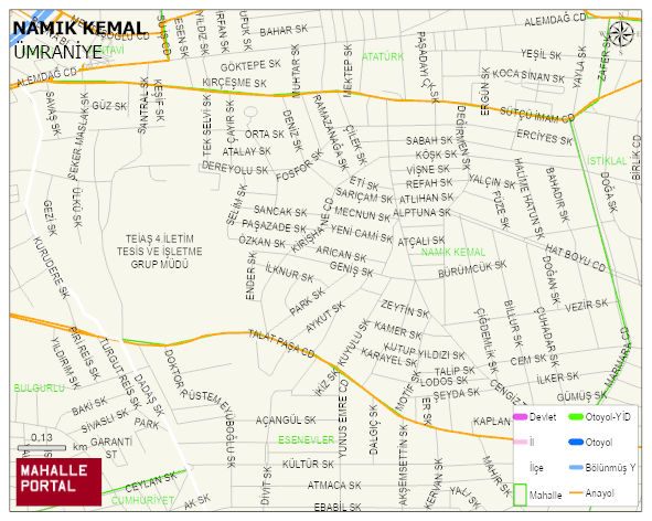 NAMIK KEMAL Mahallesi Haritası | Mahalle ve Köy Sınırı