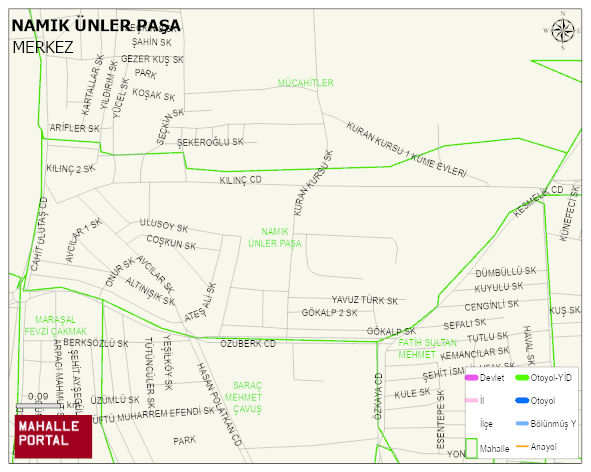 NAMIK ÜNLER PAŞA Mahallesi Haritası | İnteraktif Köy ve Mahalle Sınırları