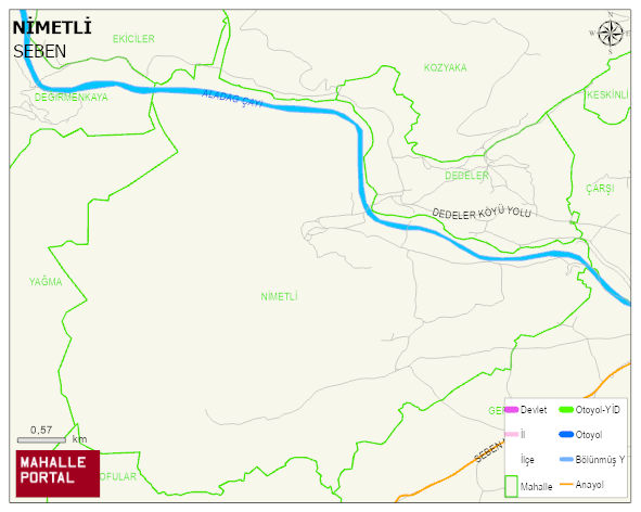 NİMETLİ Köyü Haritası | Yükselti ve Doğa Özellikleri