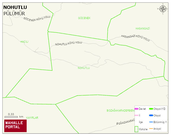 NOHUTLU Köyü Haritası | Dağlar, Ovalar ve Akarsu Bilgileri