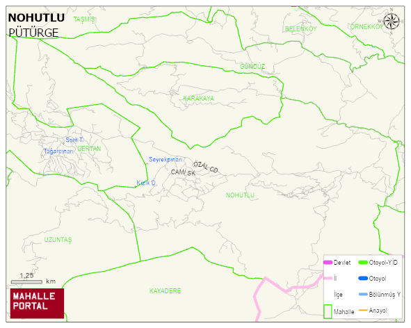 NOHUTLU Mahallesi Haritası | Yükselti ve Doğa Özellikleri