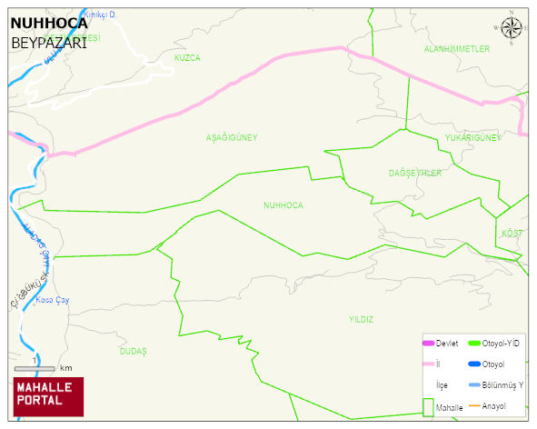 NUHHOCA Mahallesi Haritası | Coğrafi Yapı ve Detaylı Haritası