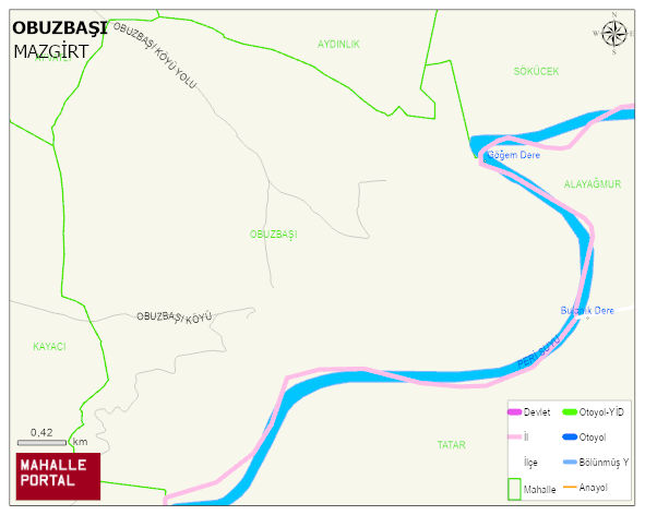 OBUZBAŞI Köyü Haritası | Dağlar, Ovalar ve Akarsu Bilgileri
