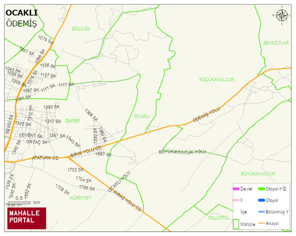 OCAKLI Mahallesi Haritası | Coğrafi Yapı ve Detaylı Haritası