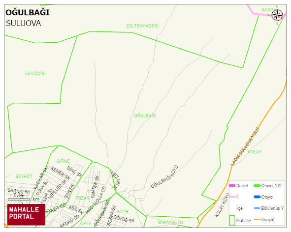 OĞULBAĞI Köyü Haritası | Dağlar, Ovalar ve Akarsu Bilgileri