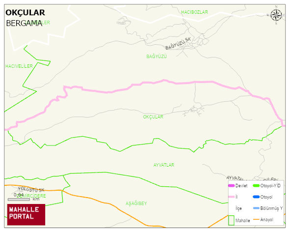 OKÇULAR Mahallesi Haritası | Mahalle ve Köy Sınırı