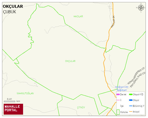 OKÇULAR Mahallesi Haritası | Sayısal Bölge Görünümü