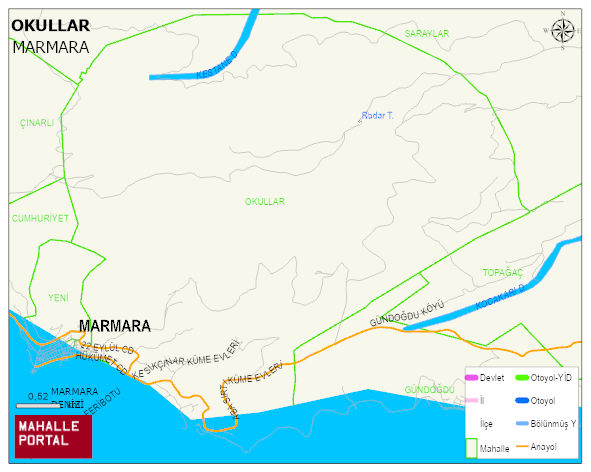 OKULLAR Mahallesi Haritası | Coğrafi Yapı ve Detaylı Haritası
