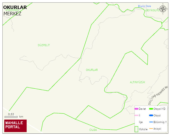 OKURLAR Köyü Haritası | İnteraktif Köy ve Mahalle Sınırları