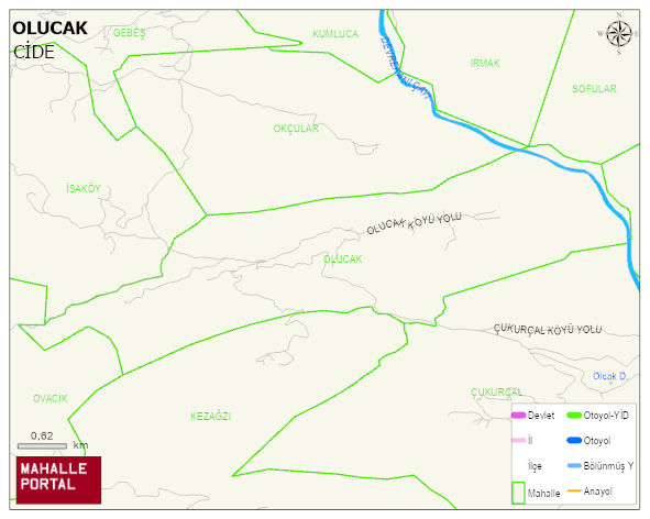OLUCAK Köyü Haritası | Mahalle ve Köy Sınırı