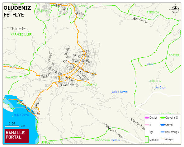 ÖLÜDENİZ Mahallesi Haritası | Dağlar, Ovalar ve Akarsu Bilgileri