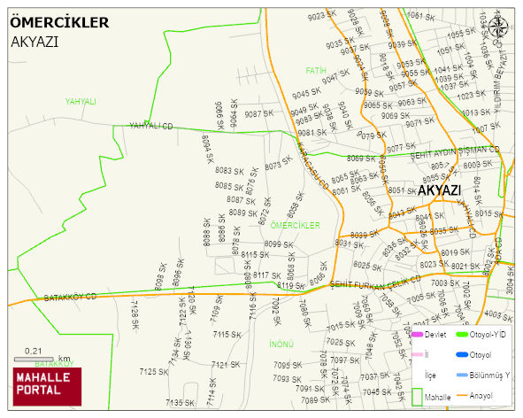 ÖMERCİKLER Mahallesi Haritası | Dağlar, Ovalar ve Akarsu Bilgileri