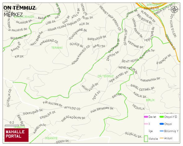 ON TEMMUZ Mahallesi Haritası | Mahalle ve Köy Sınırı