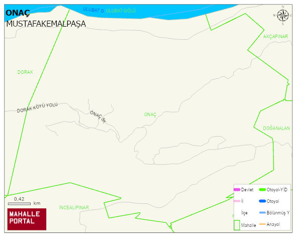 ONAÇ Mahallesi Haritası | Dağlar, Ovalar ve Akarsu Bilgileri