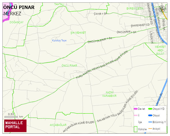 ÖNCÜ PINAR Mahallesi Haritası | Dağlar, Ovalar ve Akarsu Bilgileri