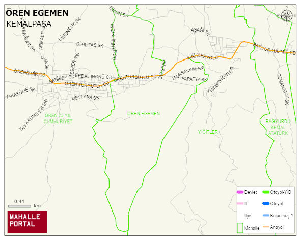 ÖREN EGEMEN Mahallesi Haritası | İnteraktif Köy ve Mahalle Sınırları