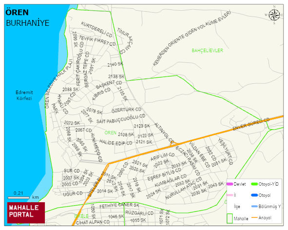 ÖREN Mahallesi Haritası | Yükselti ve Doğa Özellikleri
