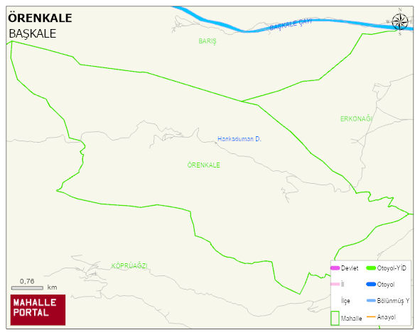 ÖRENKALE Mahallesi Haritası | Yükselti ve Doğa Özellikleri