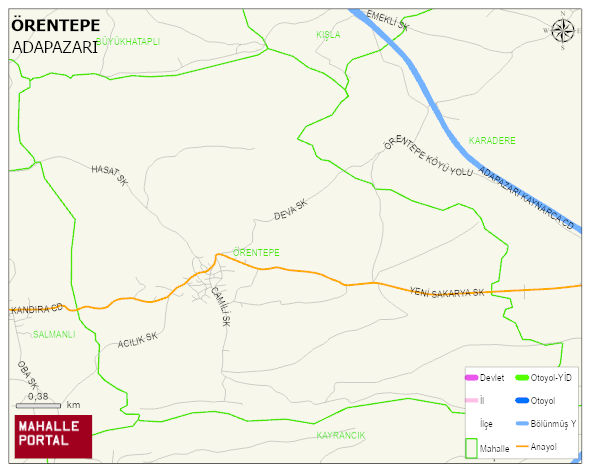 ÖRENTEPE Mahallesi Haritası | Yükselti ve Doğa Özellikleri