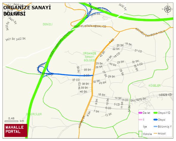 ORGANİZE SANAYİ BÖLGESİ Mahallesi Haritası | Yükselti ve Doğa Özellikleri