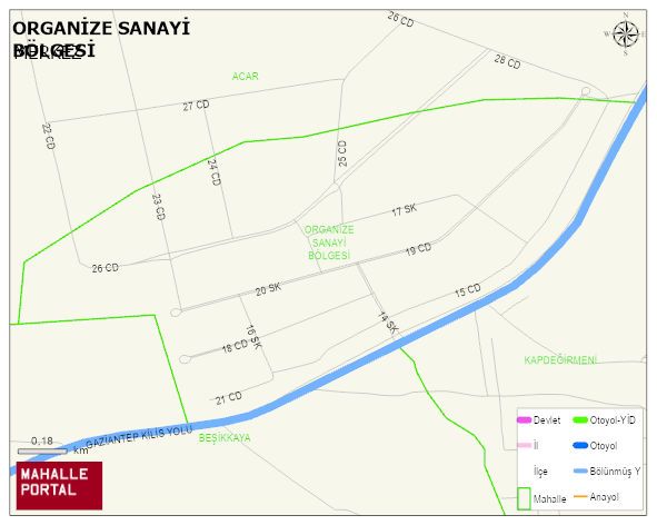 ORGANİZE SANAYİ BÖLGESİ Mahallesi Haritası | Mahalle ve Köy Sınırı