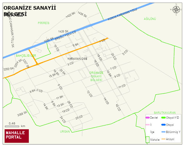 ORGANİZE SANAYİİ BÖLGESİ Mahallesi Haritası | Detaylı Köy ve Mahalle Görünümü