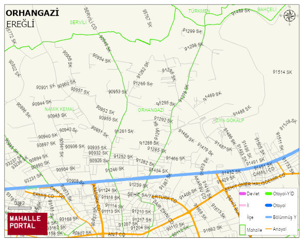 ORHANGAZİ Mahallesi Haritası | Dağlar, Ovalar ve Akarsu Bilgileri