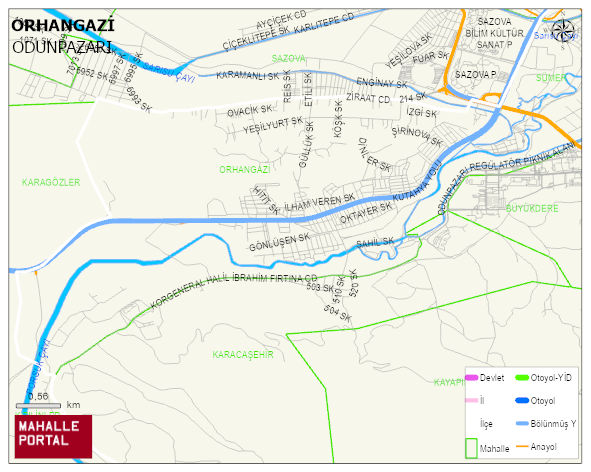 ORHANGAZİ Mahallesi Haritası | Mahalle ve Köy Sınırı
