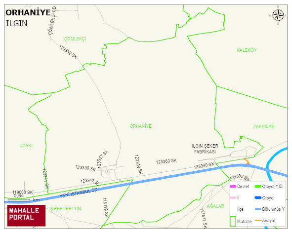 ORHANİYE Mahallesi Haritası | Sayısal Bölge Görünümü