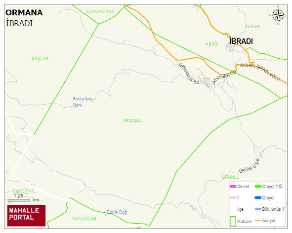 ORMANA Mahallesi Haritası | Dağlar, Ovalar ve Akarsu Bilgileri
