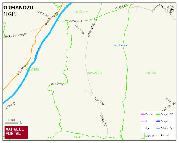 ORMANÖZÜ Mahallesi Haritası | Dağlar, Ovalar ve Akarsu Bilgileri