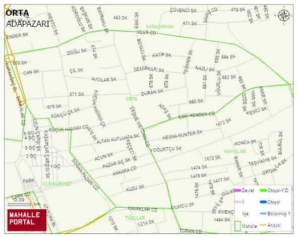 ORTA Mahallesi Haritası | Dağlar, Ovalar ve Akarsu Bilgileri