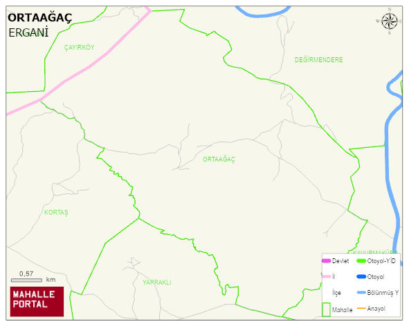 ORTAAĞAÇ Mahallesi Haritası | İnteraktif Köy ve Mahalle Sınırları