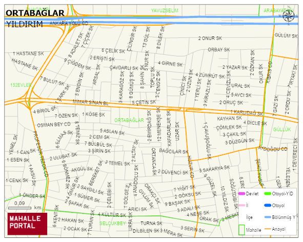 ORTABAĞLAR Mahallesi Haritası | Coğrafi Yapı ve Detaylı Haritası
