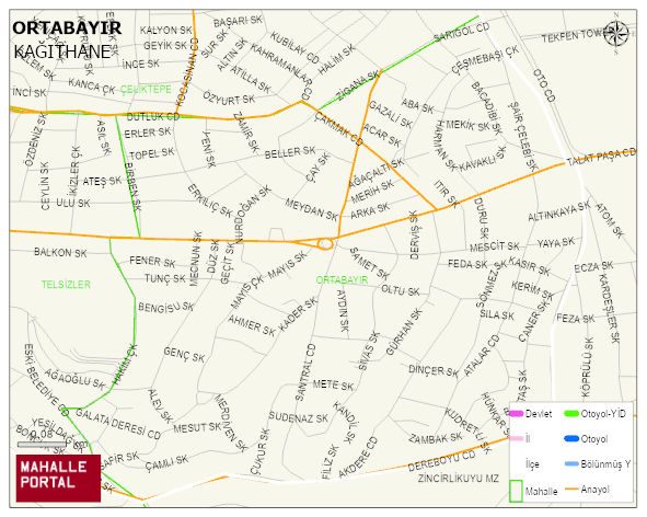 ORTABAYIR Mahallesi Haritası | Sayısal Bölge Görünümü