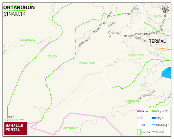 ORTABURUN Köyü Haritası | Detaylı Köy ve Mahalle Görünümü