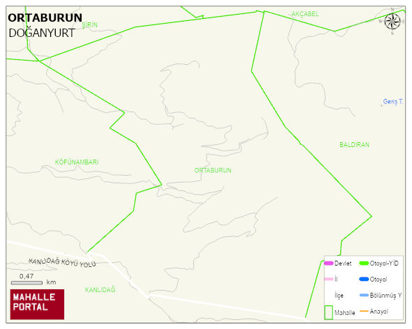 ORTABURUN Köyü Haritası | Güncel Mahalle ve Köy Haritası
