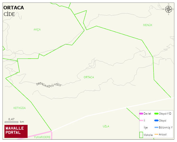 ORTACA Köyü Haritası | Güncel Mahalle ve Köy Haritası