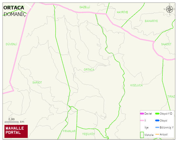 ORTACA Köyü Haritası | Sayısal Bölge Görünümü